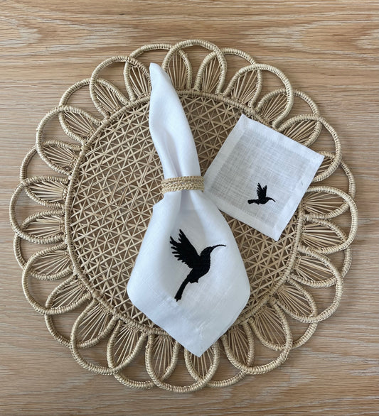 Hummingbird Embroidery Napkin and Coaster by Helecho
