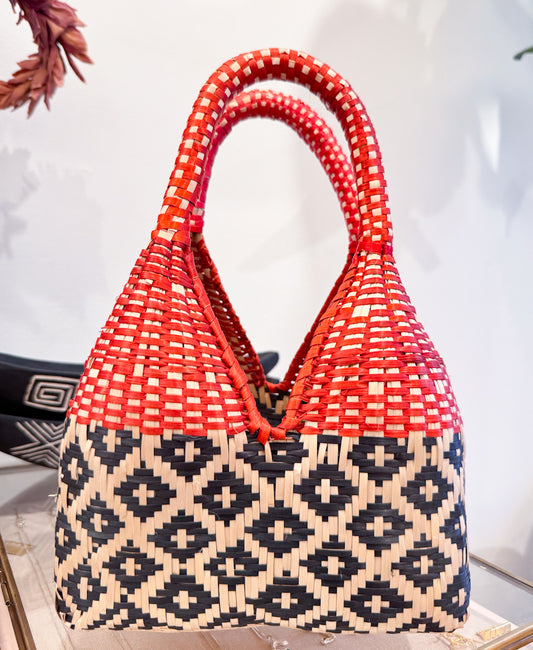 Paja Tetera Mini Basket Bag Red
