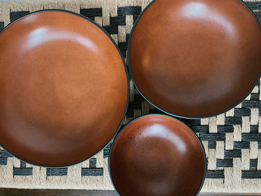 Molded Leather Bowl Set of 3