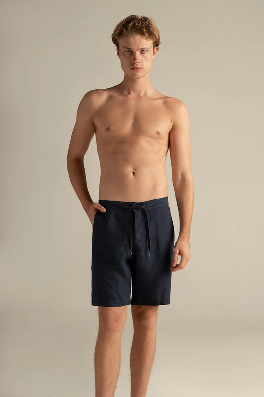 Riviera Bermuda Shorts in Navy by Ilot