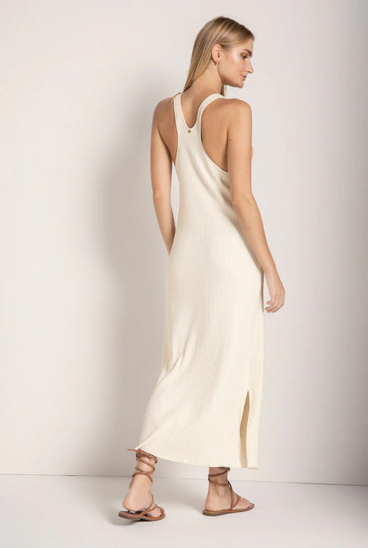 Cream Ribbed Maxi Dress by Touché