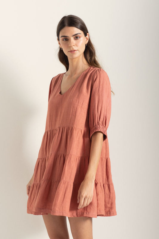 Coral Linen Dress by by Touché