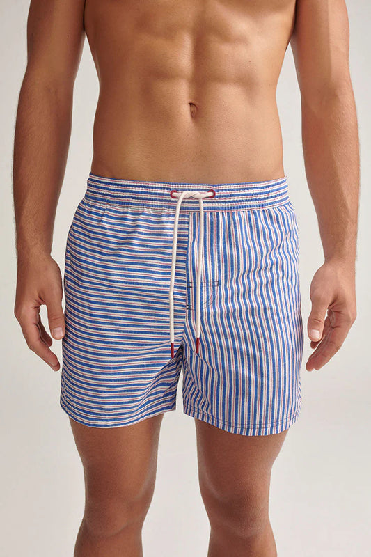Short Swim Trunks Blue & Red Striped by Ilot