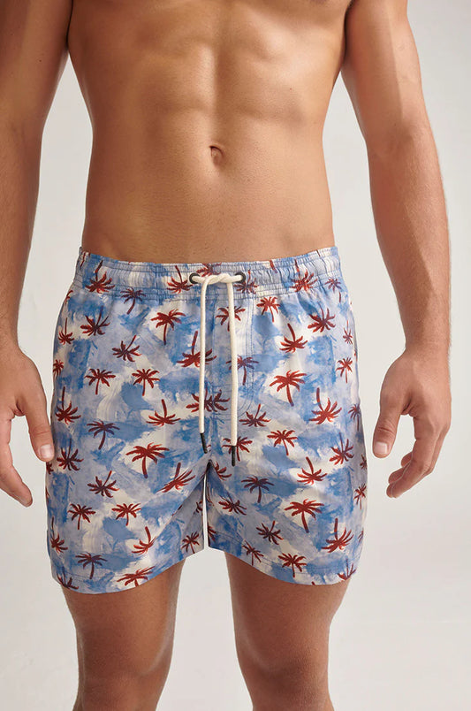 Short Swim Trunks Red Palm by Ilot