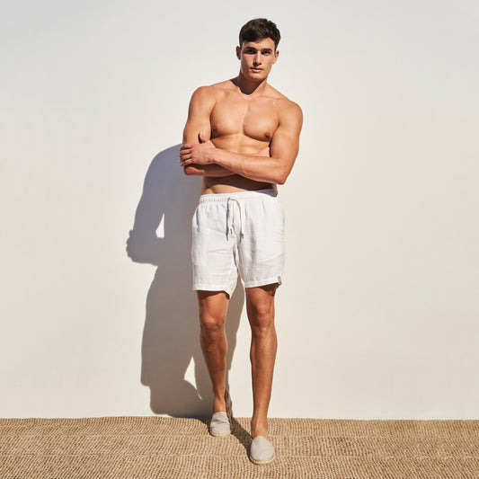 White Linen Shorts by Ilot