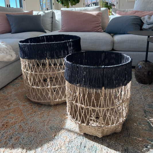 Large Black Rim Santander Basket - Criss Cross