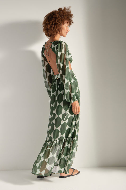 Green Print Sexy Dress by Touché