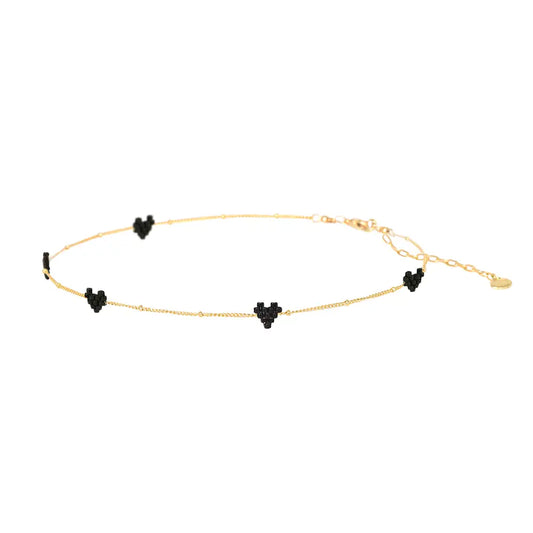 Beaded Hearts Gold Plated Necklace by Mishky