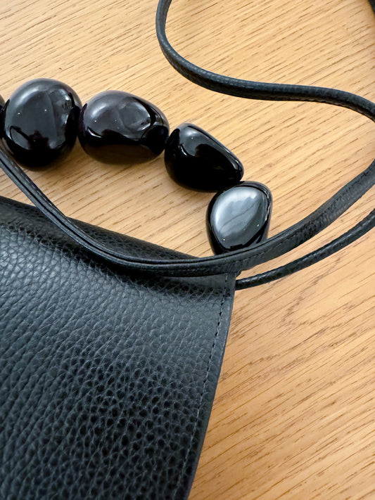 Black Nica Tagua Leather Bag by Sabbai