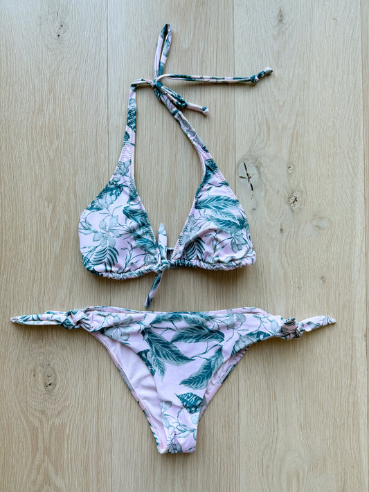 Swimsuit Palm Leaf Triangle Top Bikini