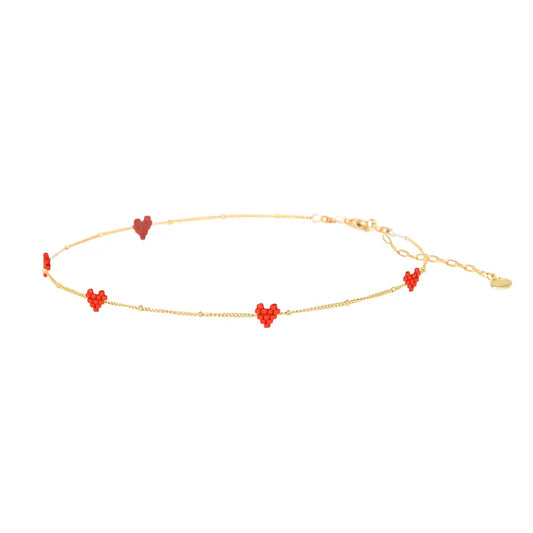 Beaded Hearts Gold Plated Necklace by Mishky