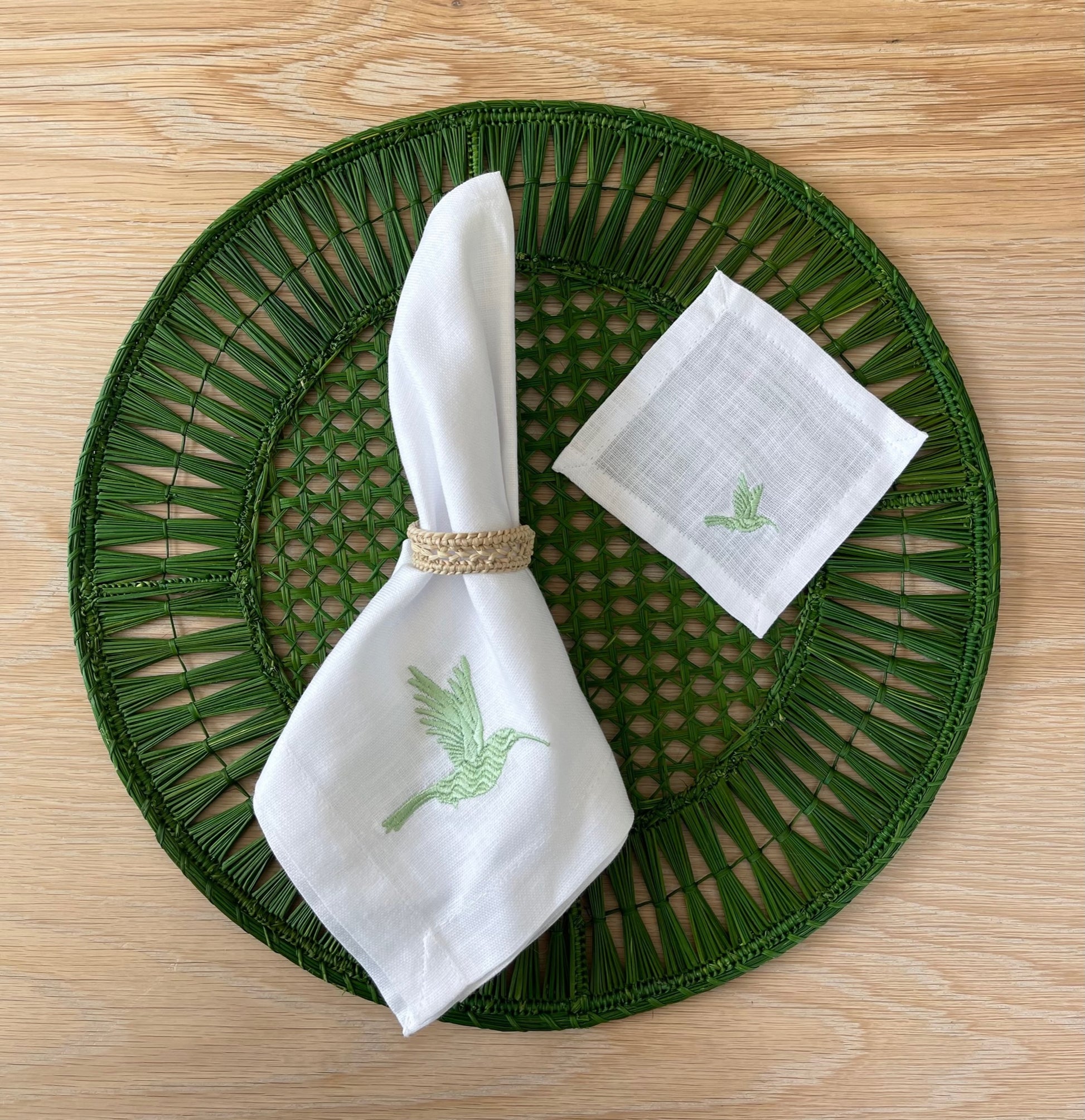 Hummingbird Embroidery Napkin and Coaster  by Helecho