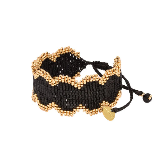 Beaded Wavy Adjustable Medium Bracelet by Mishky