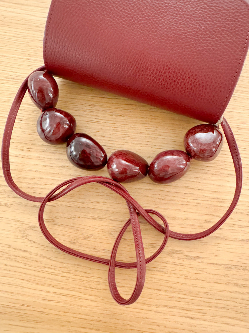 Burgundy Nica Tagua Leather Bag by Sabbai