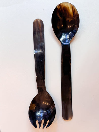 Horn Salad Server Set Handmade in  Colombia 