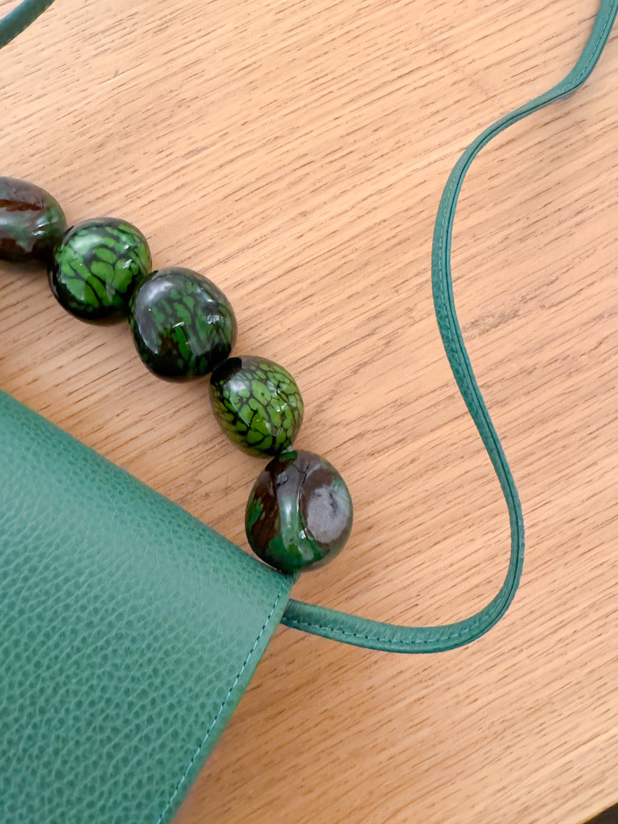 Green Nica Tagua Leather Bag by Sabbai