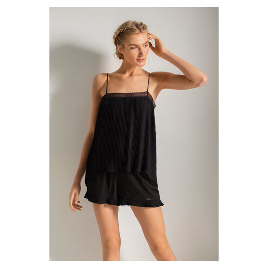 Linen Black Pajama with Shorts