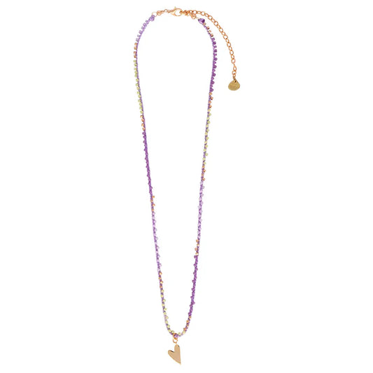 Breaded Necklace w/Gold Plated Heart Charm by Mishky