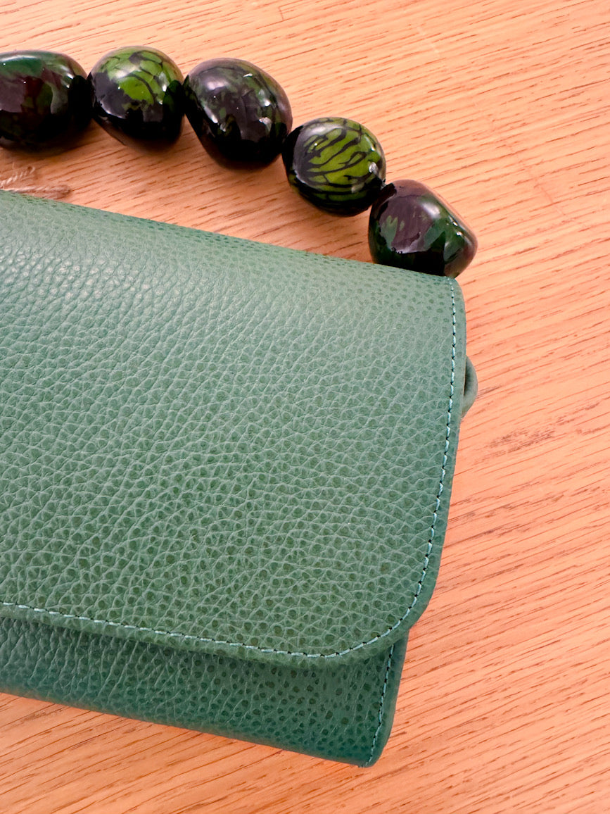 Green Nica Tagua Leather Bag by Sabbai