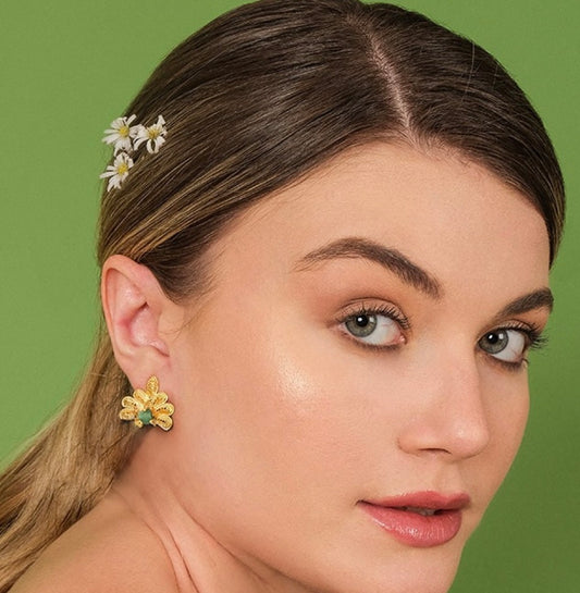 Mini Crown Emerald Studs