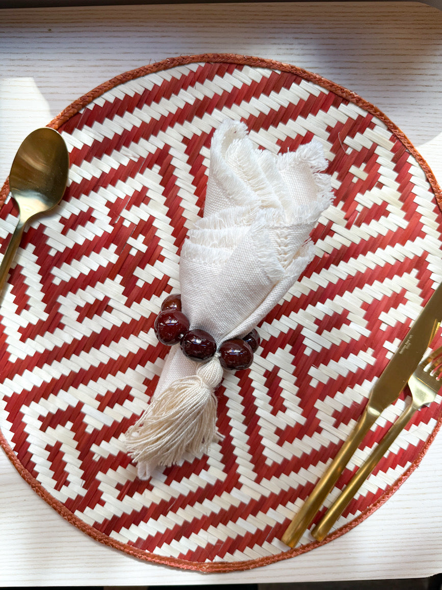 Paja Tetera Round Woven Placemats - Terracotta Frog (Set of 6)