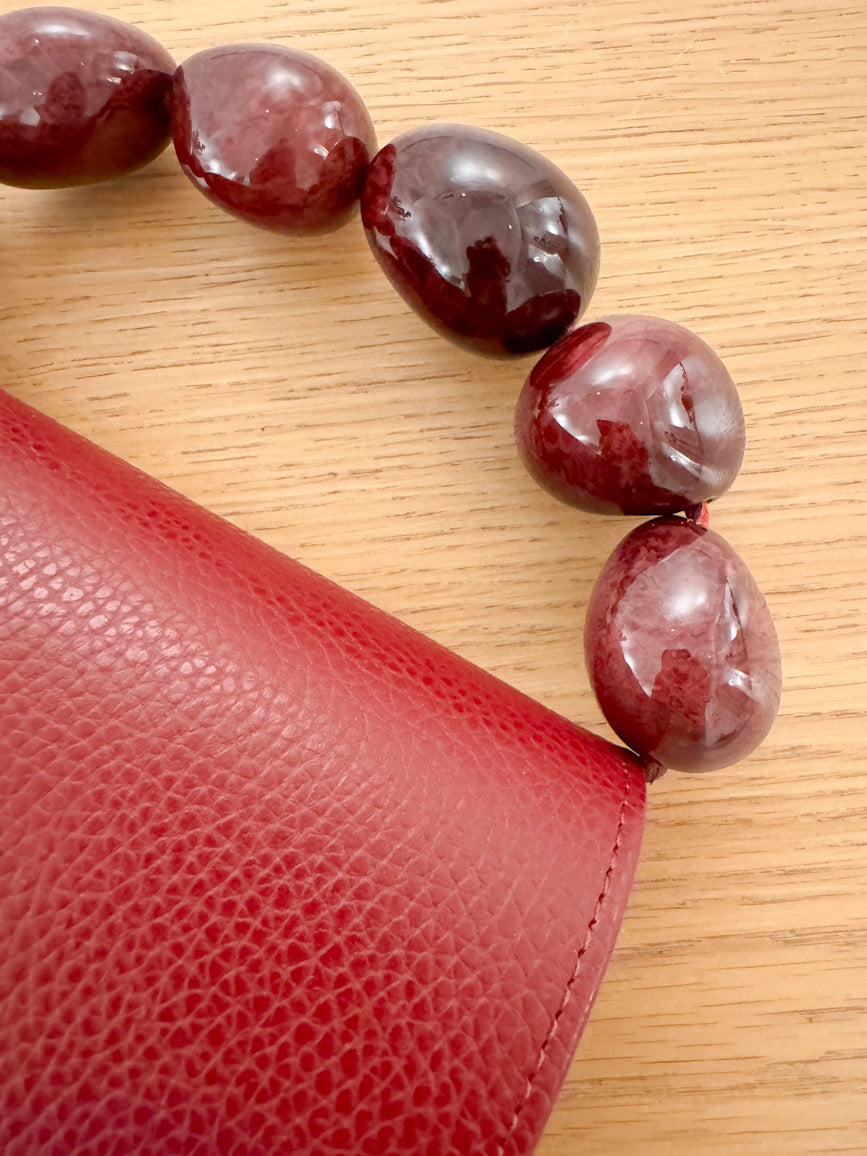 Burgundy Nica Tagua Leather Bag by Sabbai