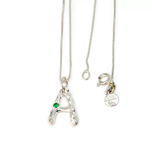 Letter Charm with Chain by Claudia Trejos