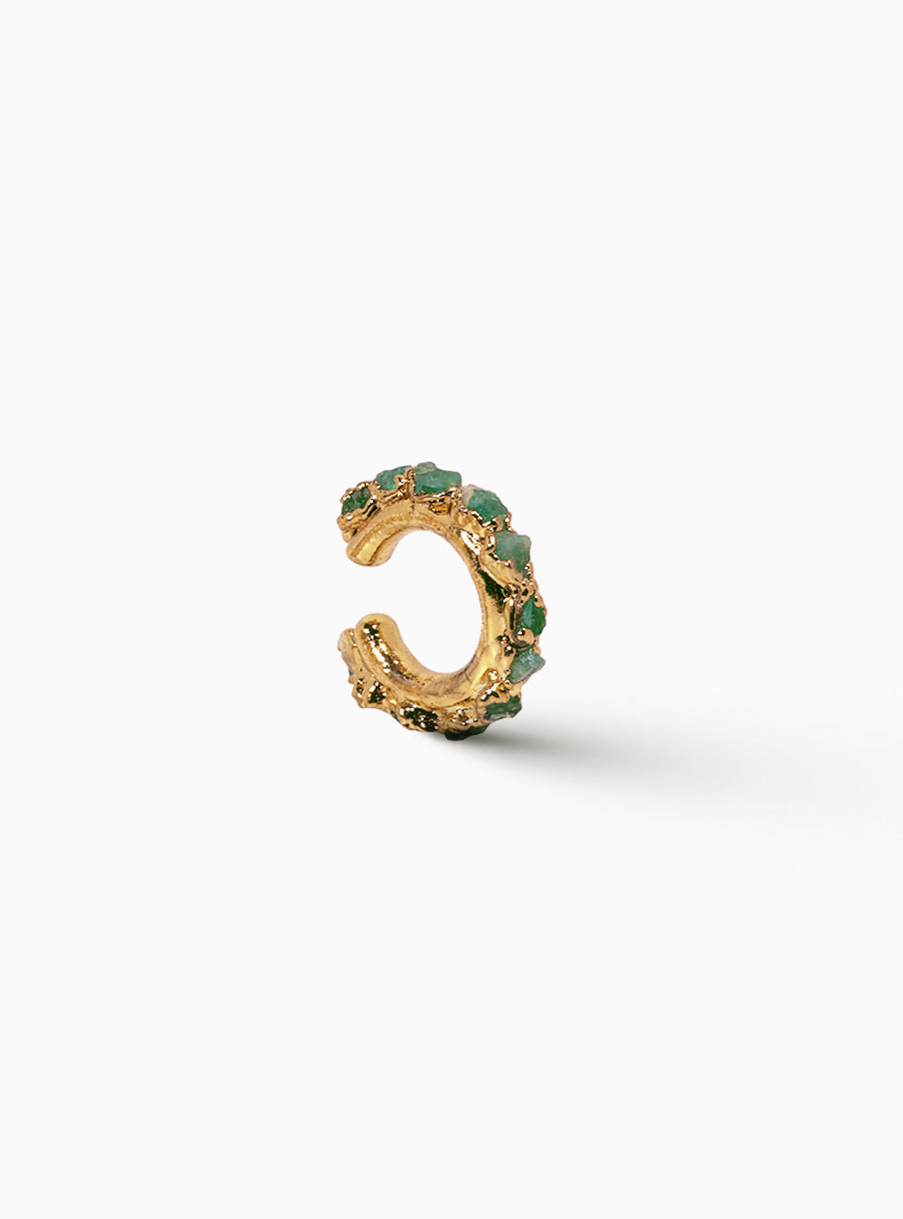 1032 Earcuff by Fenomena gold plated and raw emeralds 