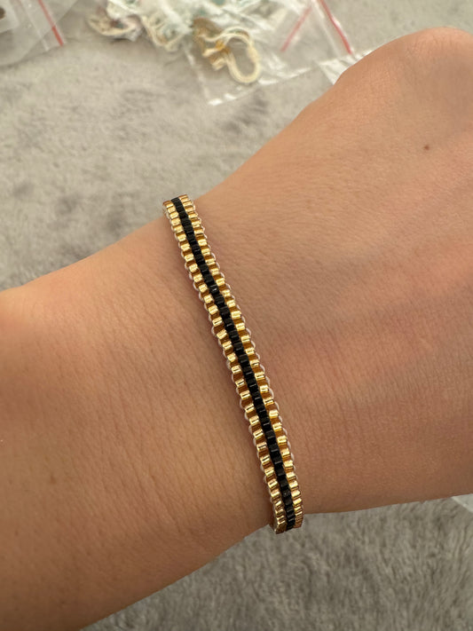 Santa Marta Beaded Bracelet Gold | Black