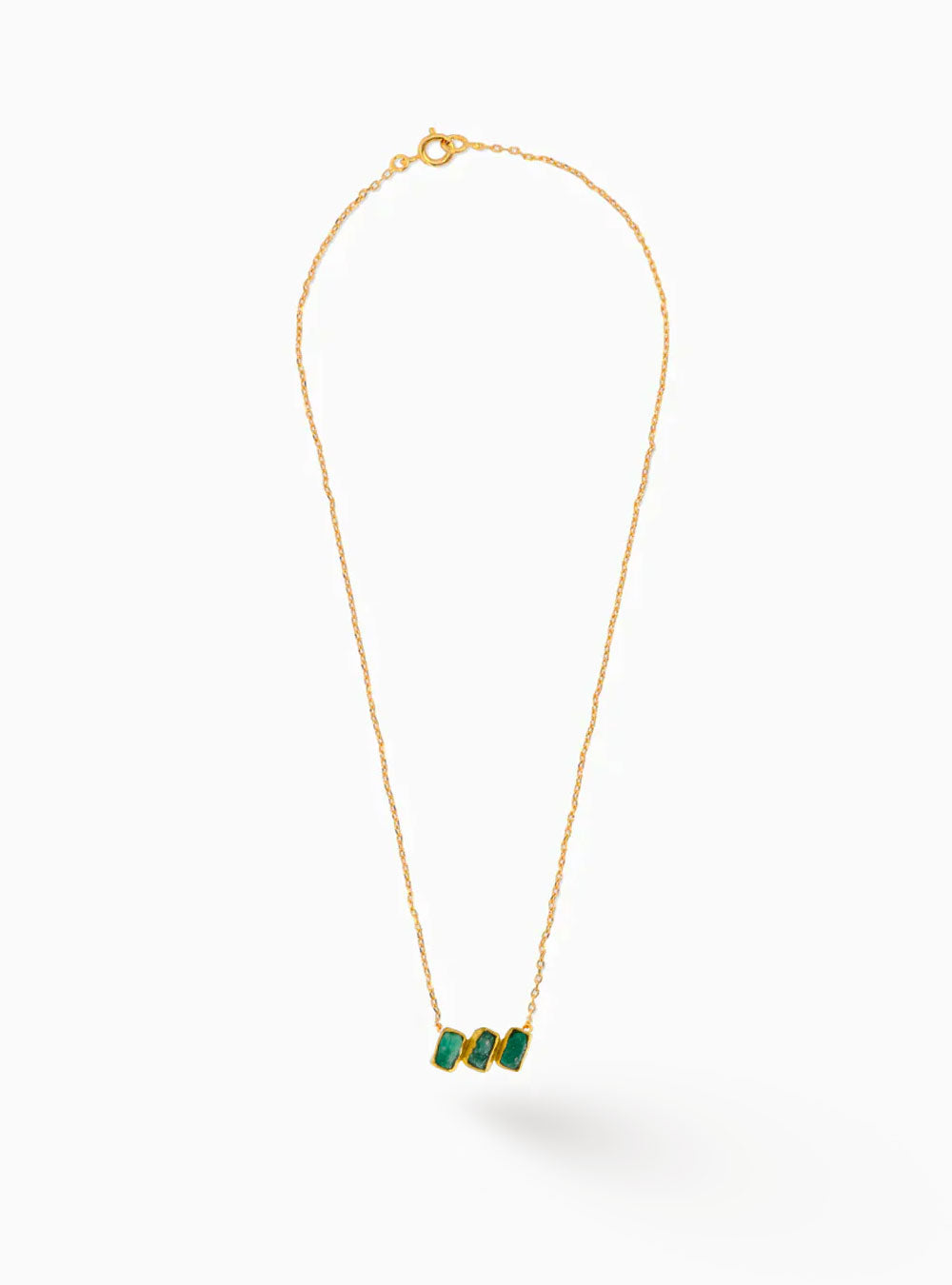 Maya 3 Stone Necklace Emerald by Fenomena