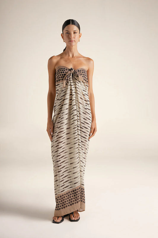 Sarong Coverup with Polka-Dot and Stripe Print by Touché