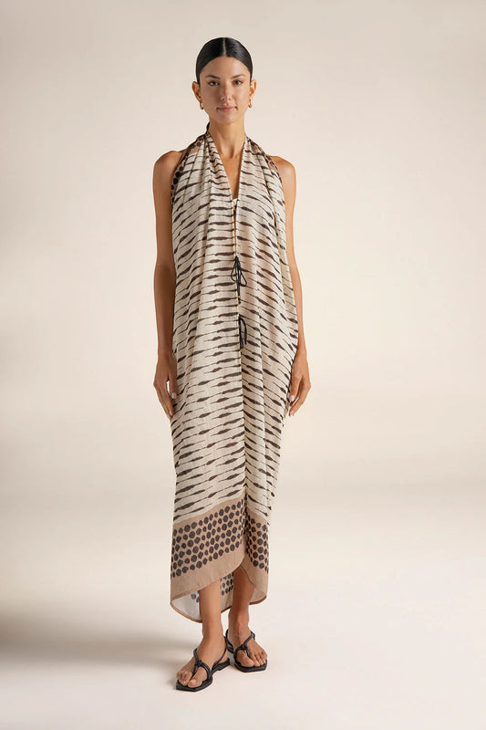 Sarong Coverup with Polka-Dot and Stripe Print by Touché