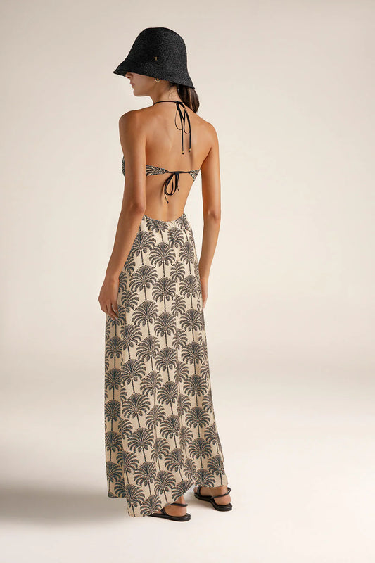 Palm Print Strapless Maxi Dress by Touché