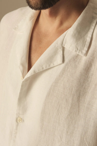 Linen Short Sleeve Shirt in White by Ilot