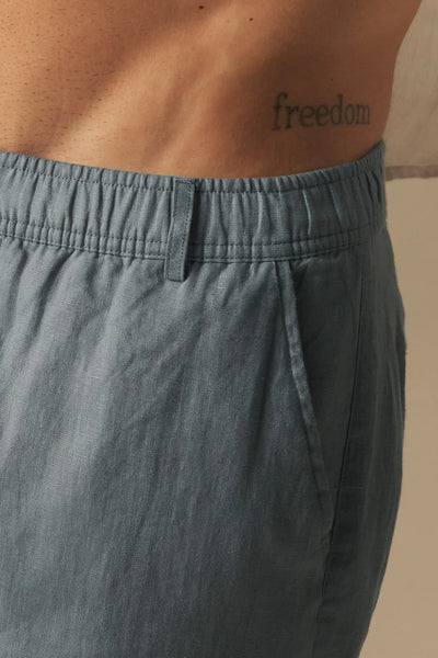 Linen Classic Fit Dry Blue Pant by Ilot