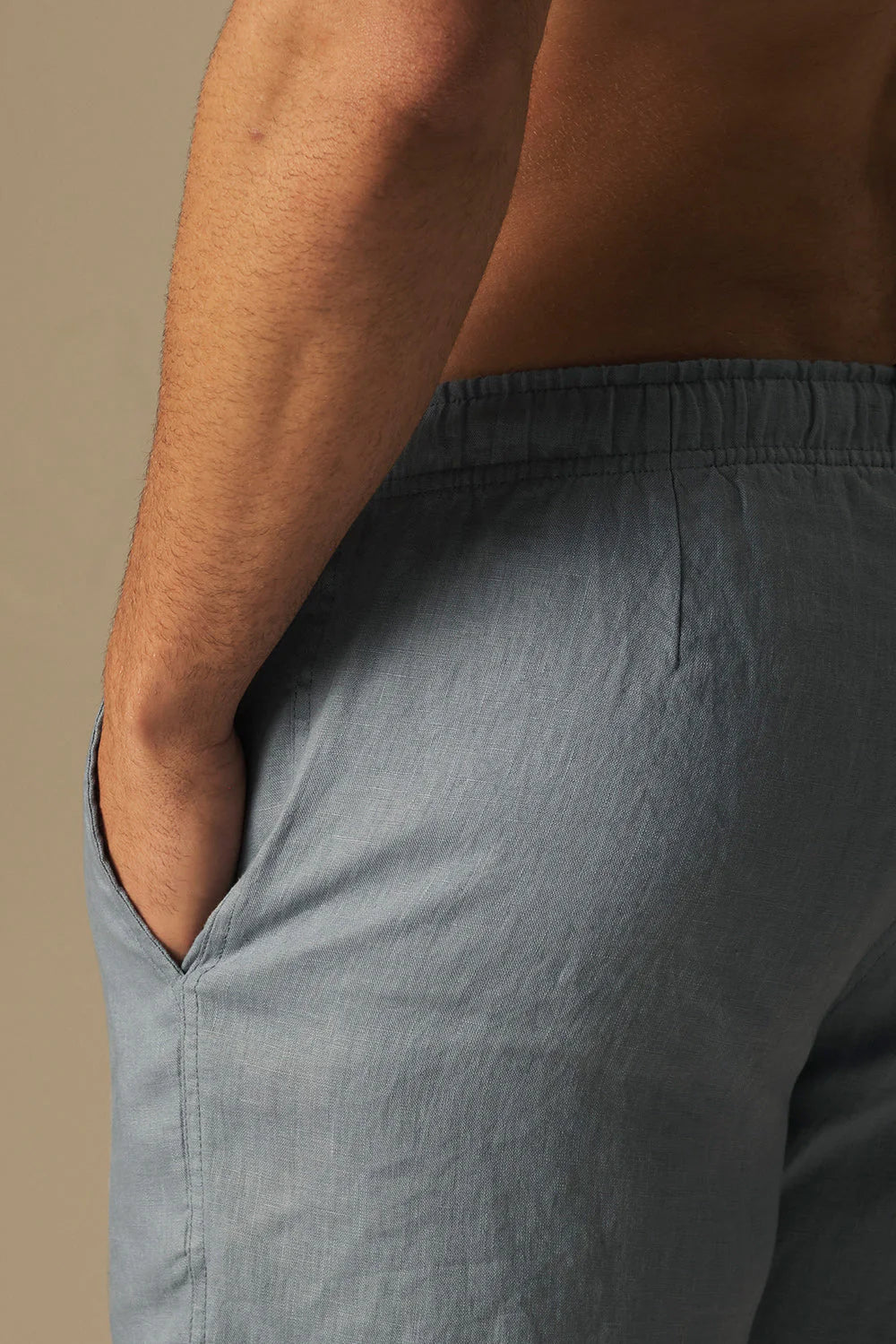 Costa Linen Shorts in Grey Blue by Ilot
