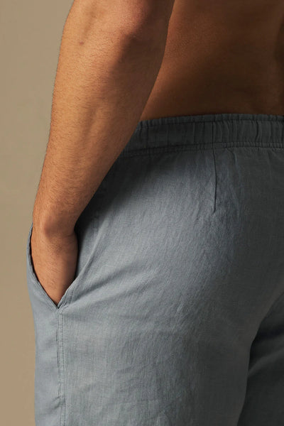 Costa Linen Shorts in Grey Blue by Ilot