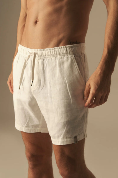 Linen costa slim fit shorts White by Ilot