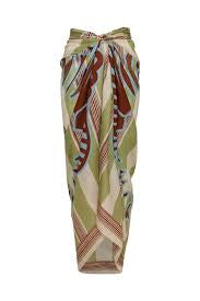Juan De Dios De La Falaise Cotton Silk Saron Green/ Brown