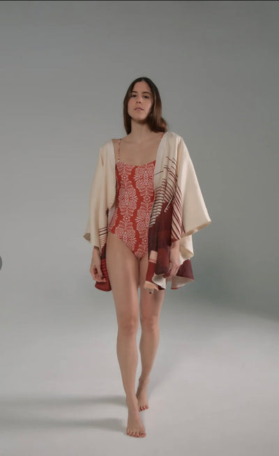 Juan De Dios Las Balsas One Piece in Red Arabesque