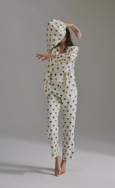 Juan De Dios Mapara Martellato Silk Blouse Ivory and Black Polk a Dot
