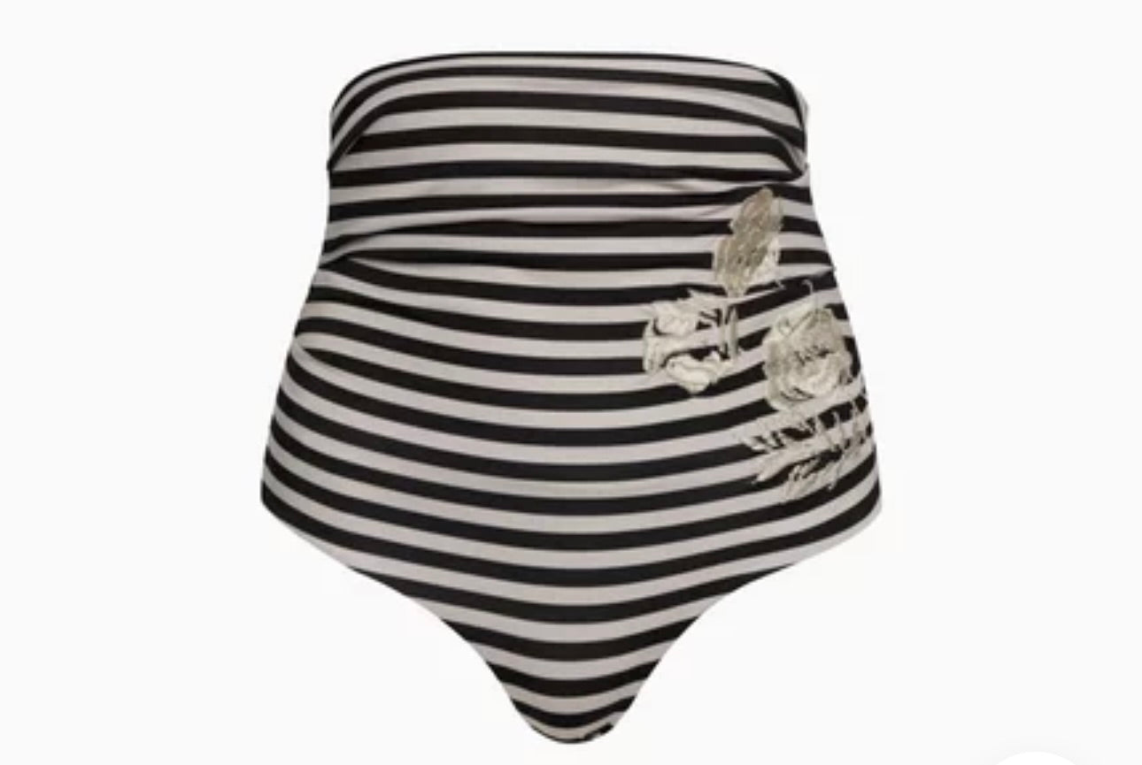 Juan De Dios Morante Embroidered Bottom Bikini Bottom Black & White