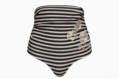 Juan De Dios Morante Embroidered Bottom Bikini Bottom Black & White