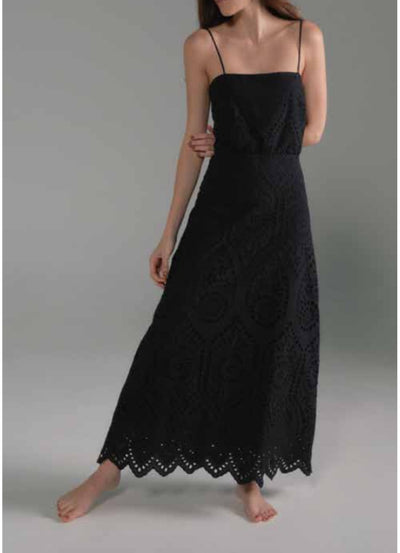 Juan De Dios Nativa Cotton Eyelet- Solid Black Dress