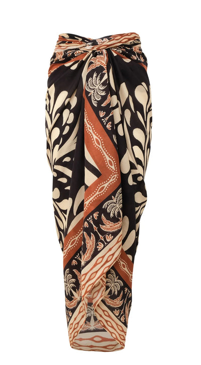 Juan De Dios De La Falaise Cotton Silk Sarong- Black/ Cream Print