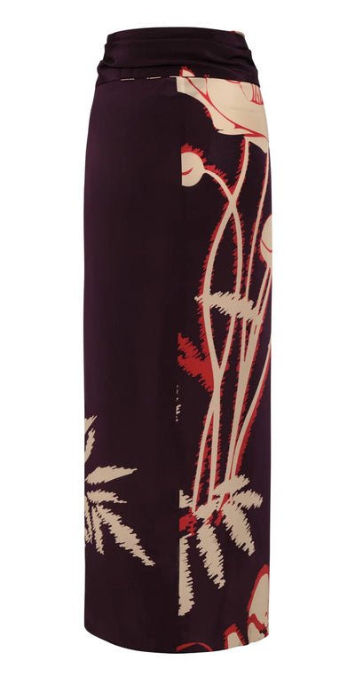 Juan De Dios Mapara Crepe Chine Skirt- Black & Beige Gladolos