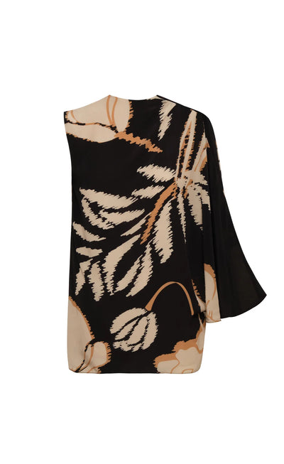 Juan de Dios Gonzalez Crepe Chine Blouse Black & Beige Gladolos
