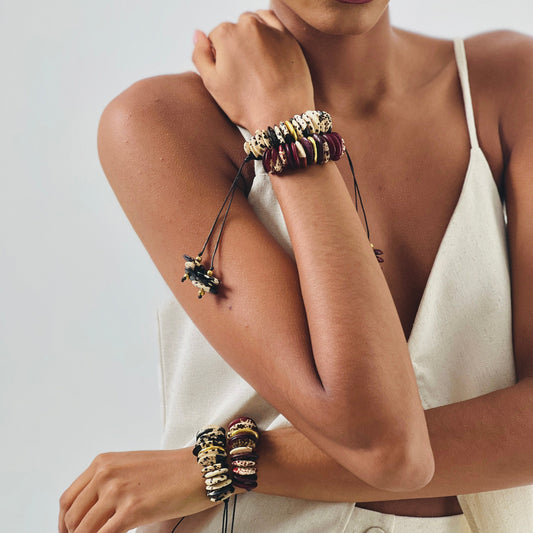 Celestino Gold Bean Seed Bracelet (Black or Red)