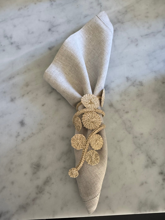 Iraca Palm Seeded Napkin Rings Set of 4
