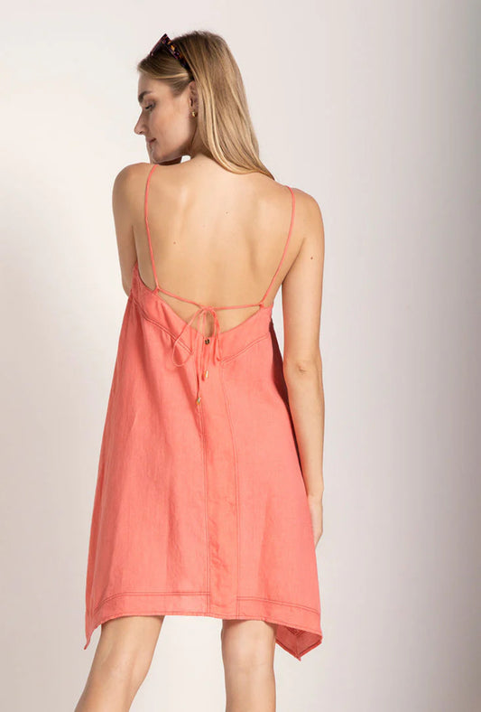 Coral Linen Slip Dress by by Touché